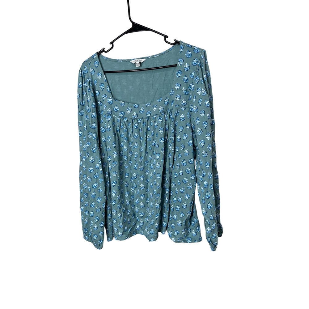Lucky Brand‎ Floral Print Square Neck Long Sleeve Blouse Top XXL